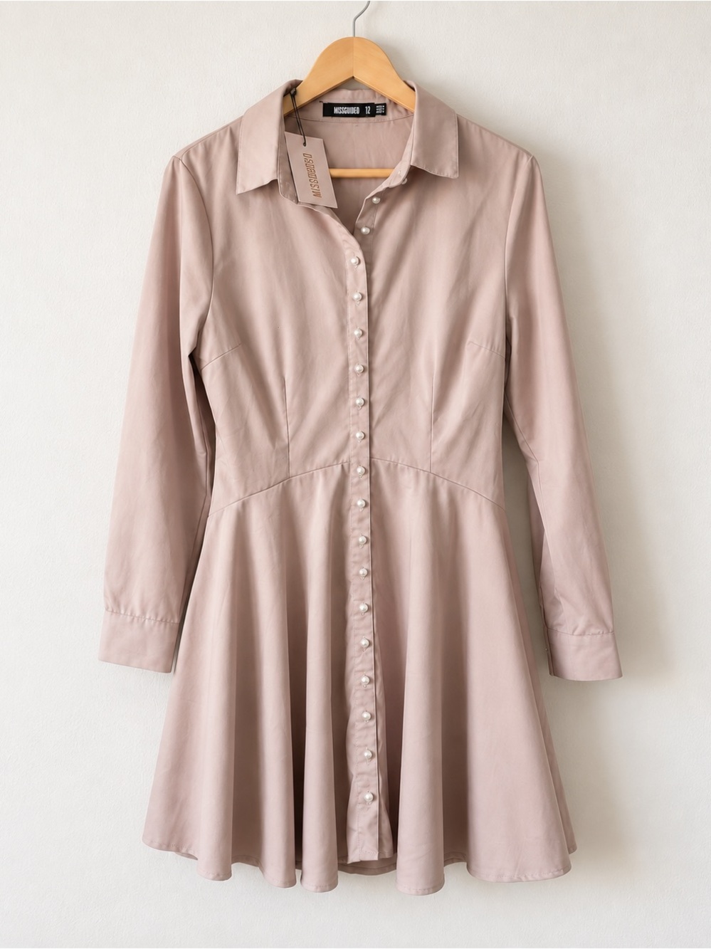 Missguided Taupe Button-Up Shirt Dress – NWT – Size US 8 / UK 12